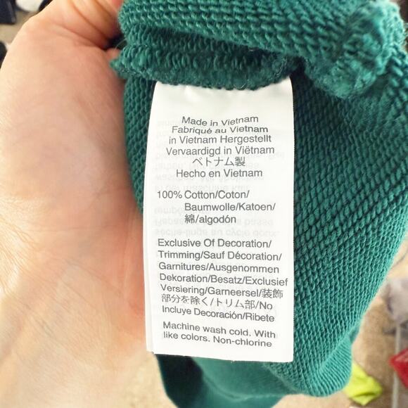 J. Crew Dark Green French Terry Pullover Size Large 100% Cotton Raglan Sleeve - Picture 9 of 11
